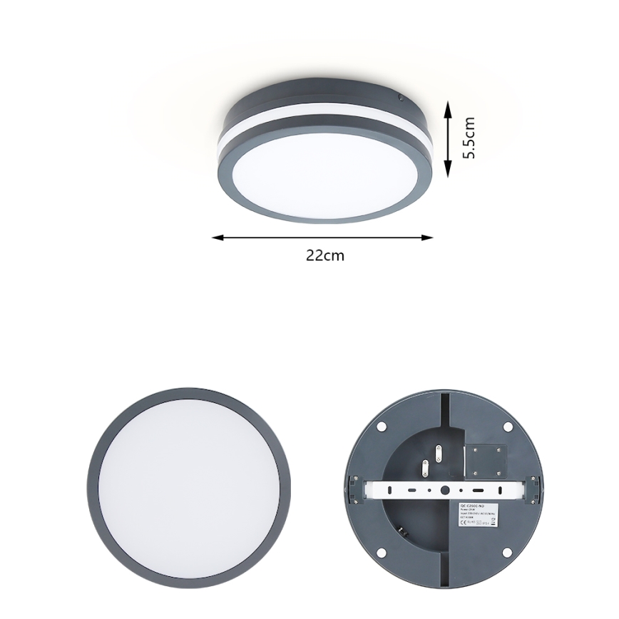 Brilagi - LED-Auβenleuchte BENE LED/18W/230V d 22 cm anthrazit IP54