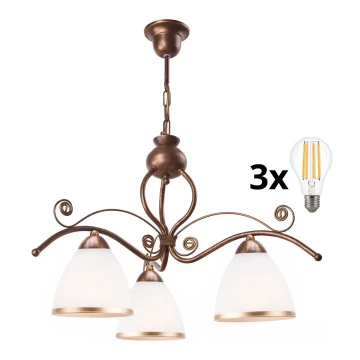 Brilagi - LED-Hängeleuchte an Kette ANTICO 3xE27/60W/230V bronzen