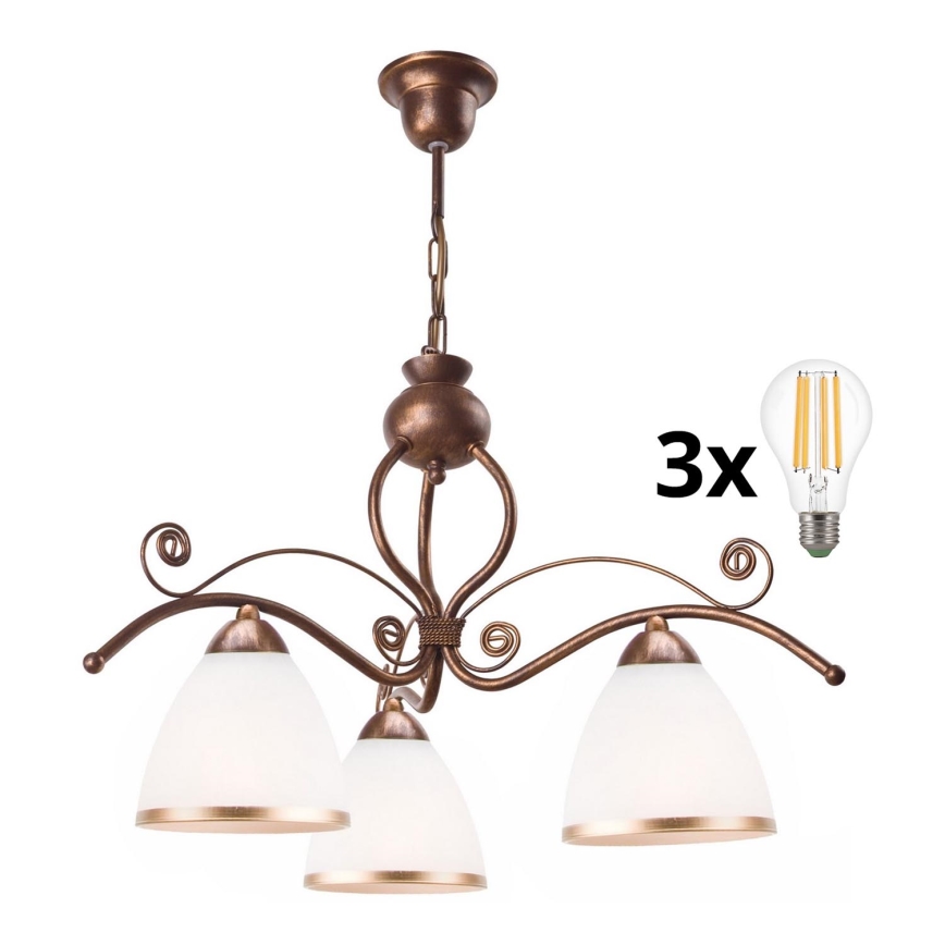 Brilagi - LED-Hängeleuchte an Kette ANTICO 3xE27/60W/230V bronzen