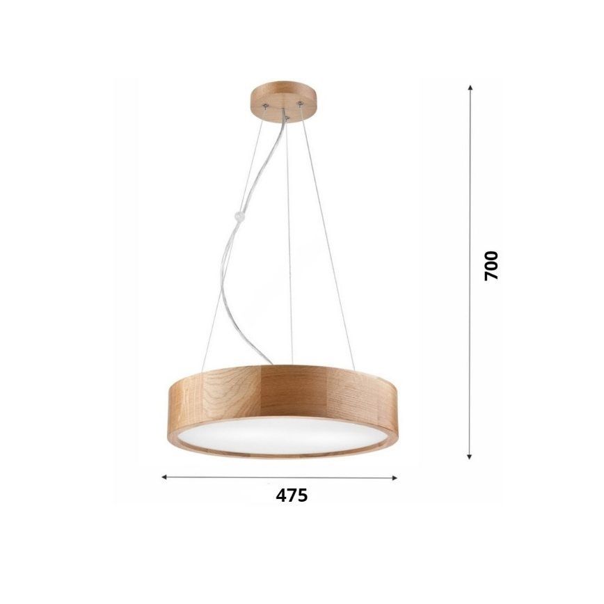 Brilagi - LED-Hängeleuchte an Schnur CARVALHO 3xE27/60W/230V Eiche d 47,5 cm