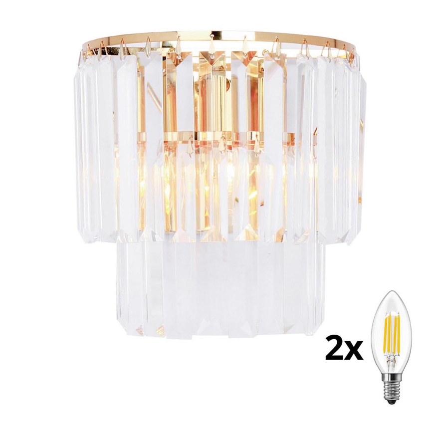 Brilagi - LED Kristall-Wandleuchte MOZART 2xE14/40W/230V golden