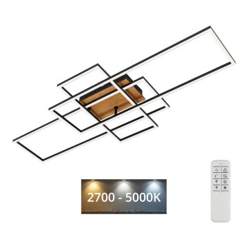 Brilo - Dimmbare LED-Aufbauleuchte FRAME LED/51W/230V 2700-5000K schwarz/braun + Fernbedienung