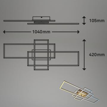 Brilo - Dimmbare LED-Aufbauleuchte FRAME LED/51W/230V 2700-5000K braun/golden + Fernbedienung