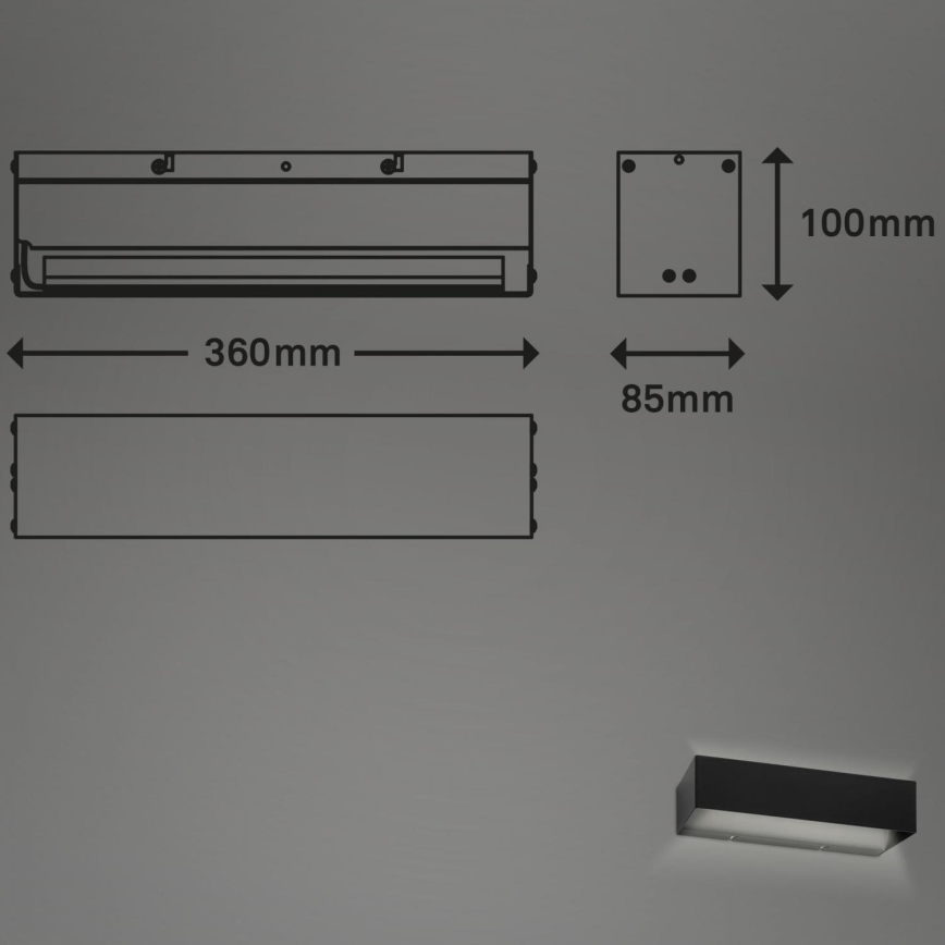 Briloner 2204-015 - LED-Wandleuchte für den Außenbereich LED/8W/230V IP44 schwarz