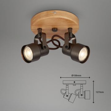 Briloner 2872-025R - LED-Strahler SPOTLIGHT 2xGU10/5W/230V braun