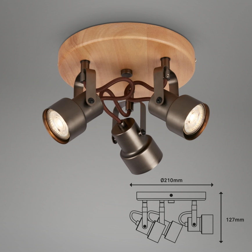 Briloner 2872-035 - LED-Strahler SPOTLIGHT 3xGU10/5W/230V braun