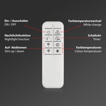 Briloner 3049-015 - Dimmbare LED-Deckenleuchte FRAME LED/40W/230V + Fernbedienung