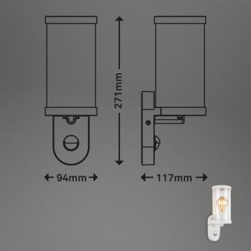 Briloner 3628-016 - Outdoor-Wandleuchte mit Sensor 1xE27/12W/230V IP44 weiß