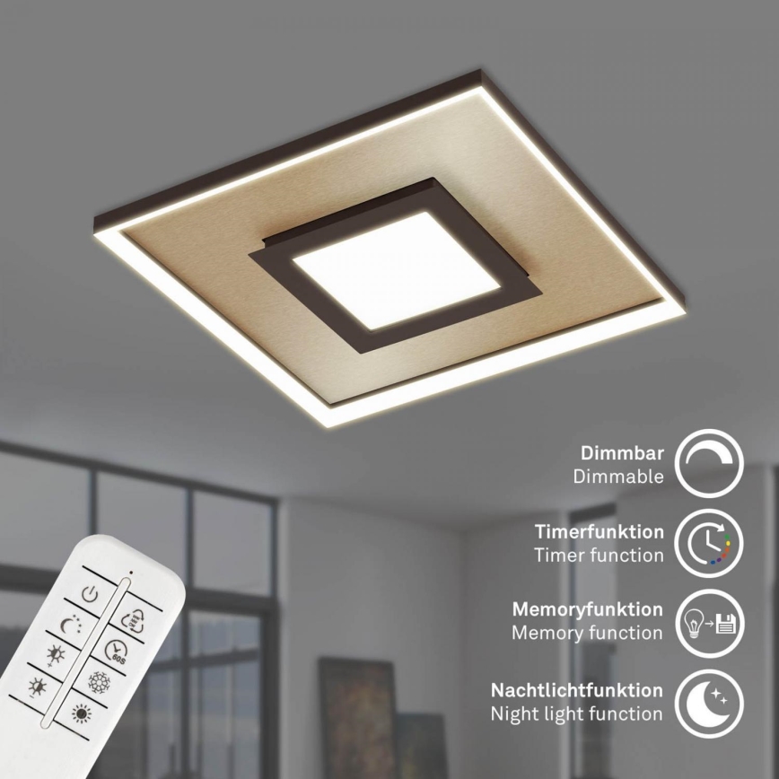 Briloner 3641-017 - Dimmbare LED-Deckenleuchte FRAME LED/30W/230V 2700-6500K golden + Fernbedienung