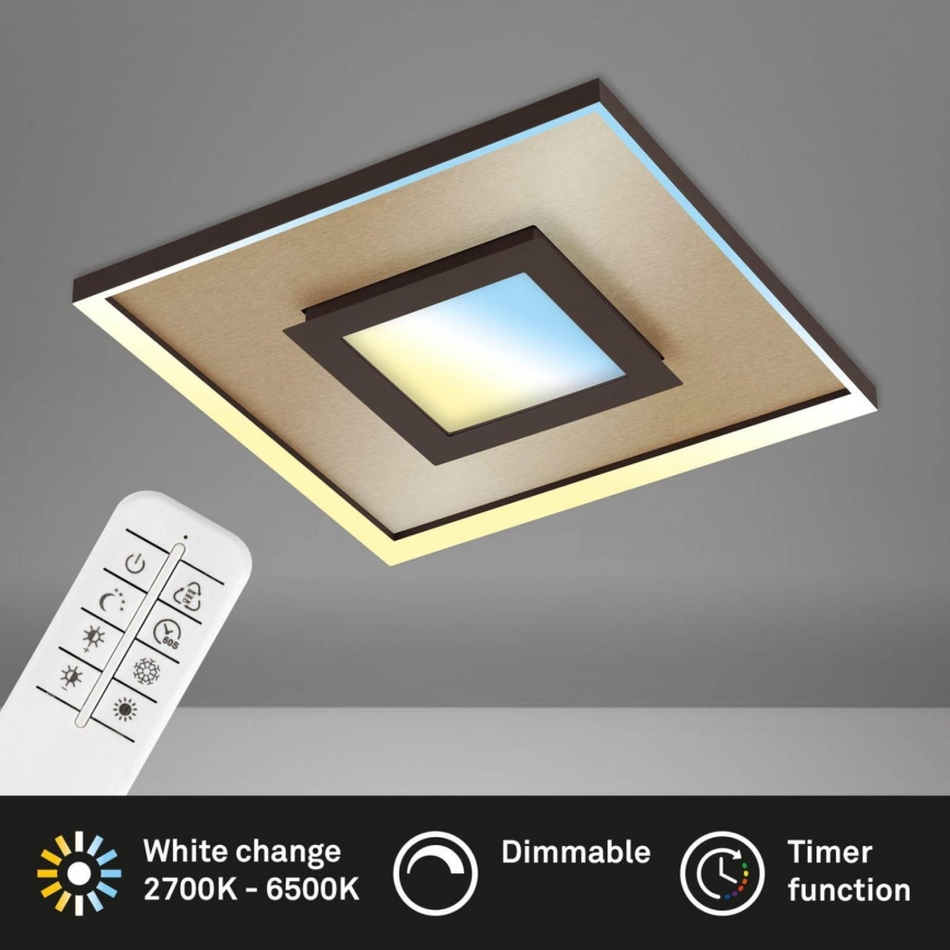 Briloner 3641-017 - Dimmbare LED-Deckenleuchte FRAME LED/30W/230V 2700-6500K golden + Fernbedienung