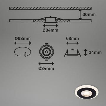 Briloner 7039-035 - SET 3x LED-Einbauleuchte für Badezimmer LED/5W/230V IP44