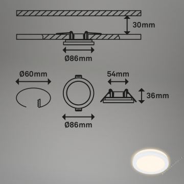 Briloner 7055-036 - SET 3x LED-Einbauleuchte für Badezimmer LED/3W/230V IP44