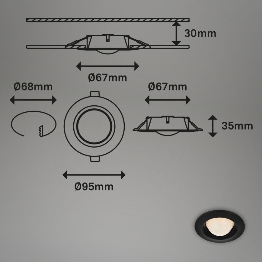 Briloner 7056-035 - SET 3x LED-Einbauleuchte für Badezimmer LED/3W/230V IP44