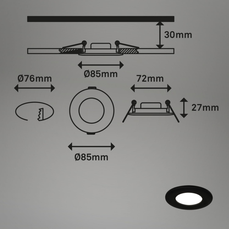 Briloner 7103-435 - SET 3x Dimmbare LED-Einbauleuchte für Badezimmer LED/5W/230V IP44