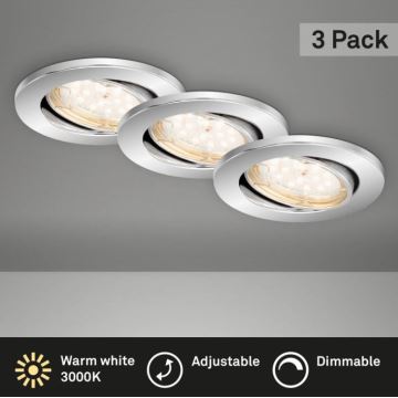 Briloner 7219-038 - SET 3x Dimmbare LED-Badezimmer-Einbauleuchte 1xGU10/5W/230V IP23