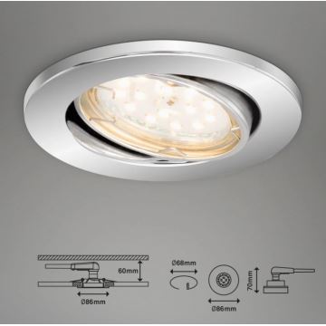 Briloner 7219-038 - SET 3x Dimmbare LED-Badezimmer-Einbauleuchte 1xGU10/5W/230V IP23