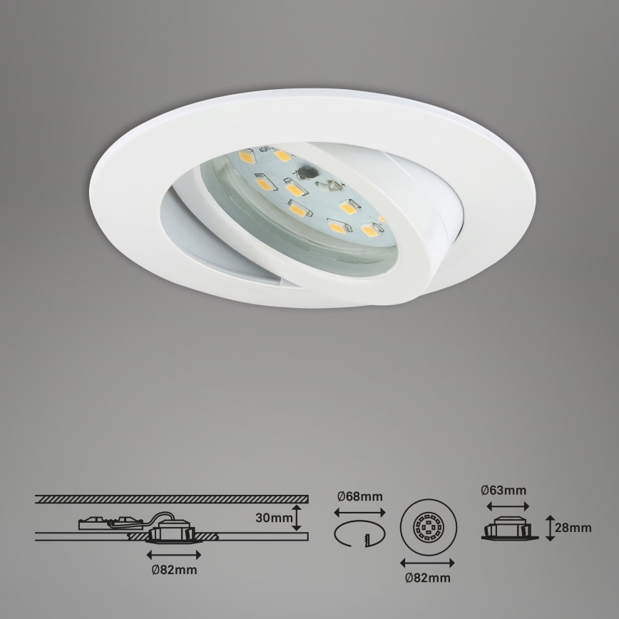 Briloner 7232-016 - Dimmbare LED-Einbauleuchte für Badezimmer LED/5,5W/230V IP23