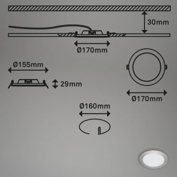 Briloner 7286-012 - LED-Einbauleuchte für Badezimmer LED/12W/230V IP44