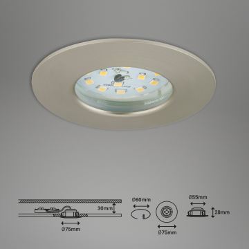 Briloner 7295-012 - LED dimmbare Badezimmer-Einbauleuchte ATTACH LED/6,5W/230V IP44