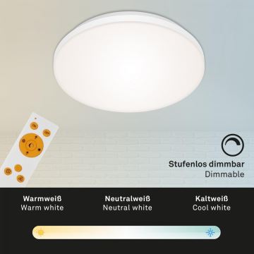 Briloner 7377-016 - Dimmbare LED-Deckenleuchte LED/12W/230V 3000-6500K + Fernbedienung