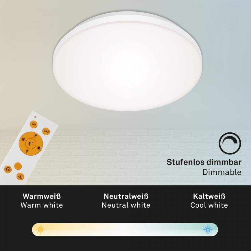 Briloner 7377-016 - Dimmbare LED-Deckenleuchte LED/12W/230V 3000-6500K + Fernbedienung