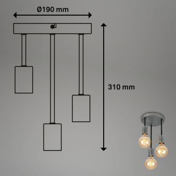 Briloner - Hängeleuchte an Schnur HENGA 3xE27/60W/230V