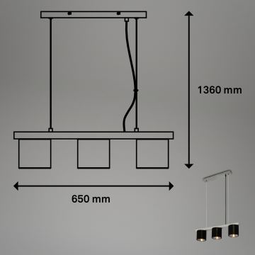 Briloner - Hängeleuchte an Schnur LURI 3xE14/25W/230V Gummibaum