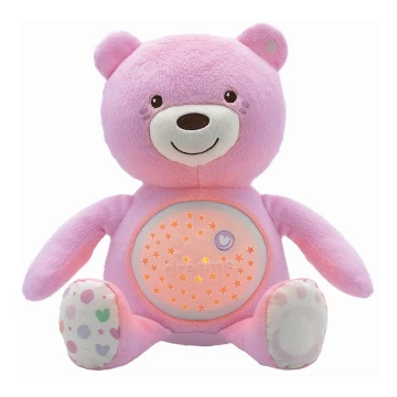 Chicco - Projektor mit Melodie BABY BEAR 3xAAA rosa