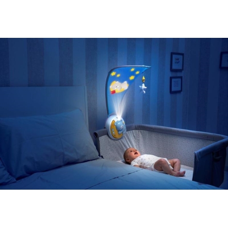 3in1 mit NEXT2MOON Projektor Kinderbett - ein Melodie blau über einer Chicco