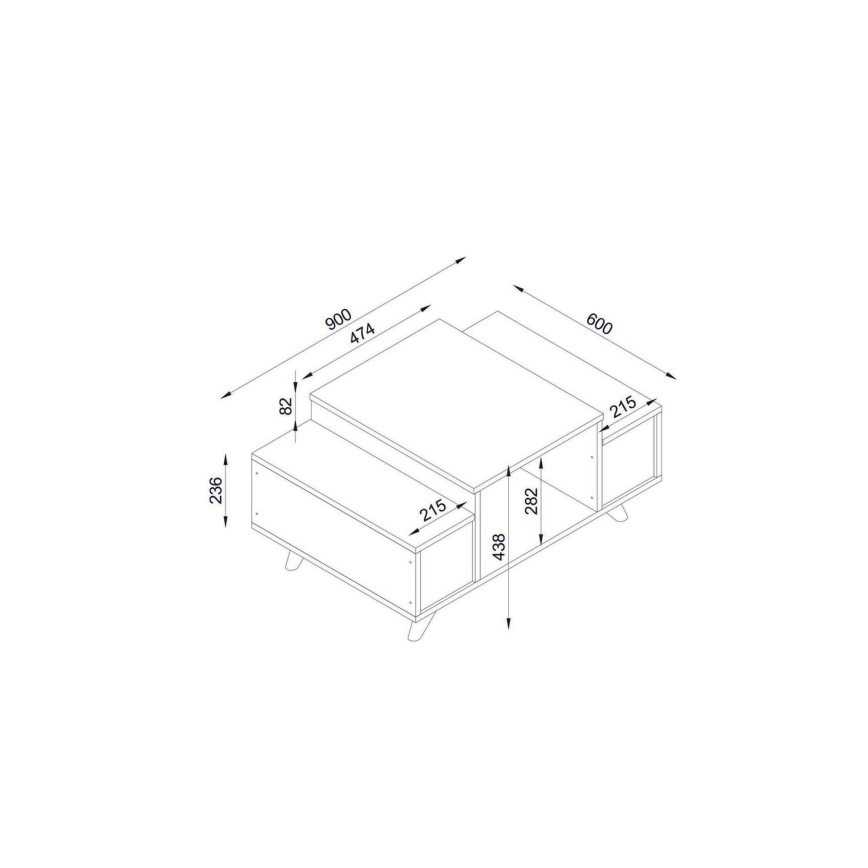 Couchtisch ERIBERTO 43,8x90 cm braun/weiß