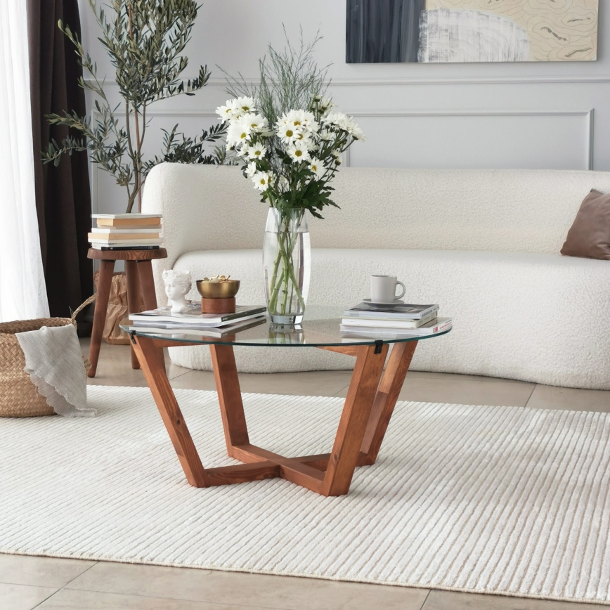 Couchtisch LOTUS 35x75 cm braun/klar