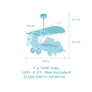 Dalber 54542 - Hängeleuchte für Kinder LITTLE CROCODILE 1xE27/15W/230V