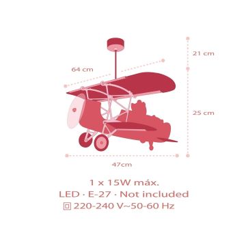 Dalber 54572 - Hängeleuchte für Kinder LITTLE TEDDY 1xE27/15W/230V