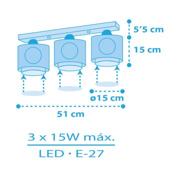 Dalber 60653 - Kinder-Deckenleuchte PIRAT ISLAND 3xE27/15W/230V