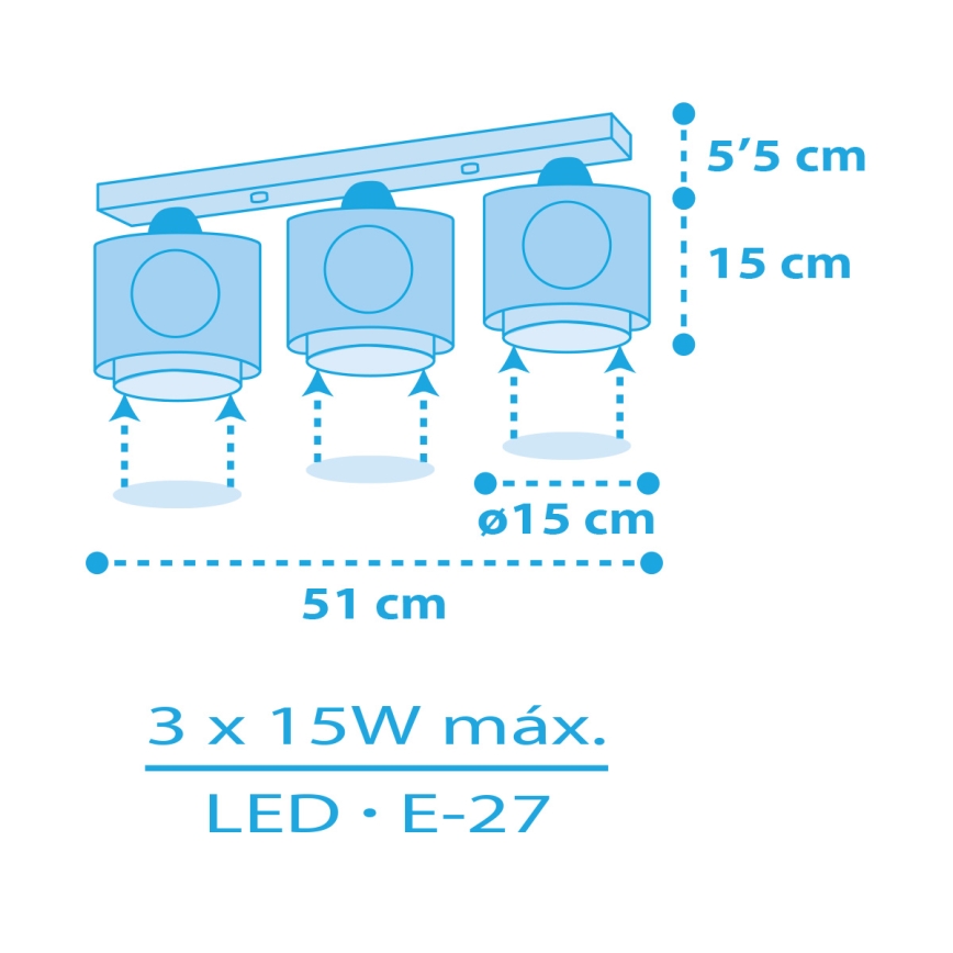 Dalber 60653 - Kinder-Deckenleuchte PIRAT ISLAND 3xE27/15W/230V