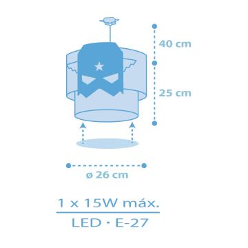 Dalber 61812 - Hängeleuchte für Kinder BLAU HERO 1xE27/15W/230V