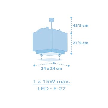 Dalber 63112T - Kinder-Kronleuchter JUNGLE 1xE27/15W/230V blau