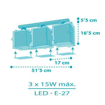 Dalber 63353 - Kinder-Deckenleuchte ROCKET 3xE27/15W/230V