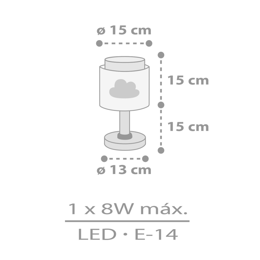 Dalber 76011E - Kinderlampe BABY DREAMS 1xE14/8W/230V grau