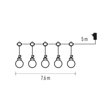 Dekorative LED-Outdoor-Lichterkette 20xLED/12,6m IP44 warmweiβ