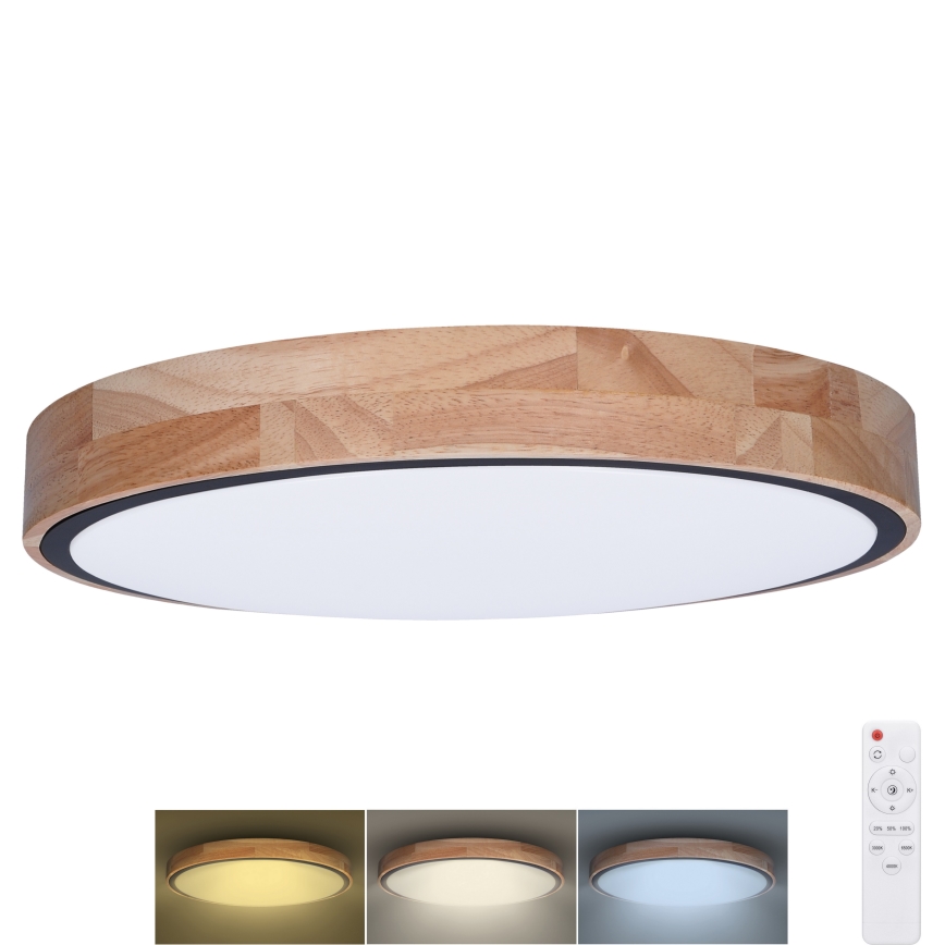 Dimmbare LED-Deckenleuchte IRON OAK LED/48W/230V 3000-6500K Eiche d 40 cm + Fernbedienung