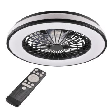 Dimmbare LED-Deckenleuchte mit Ventilator LED/48W/230V 3000-6500K schwarz + Fernbedienung