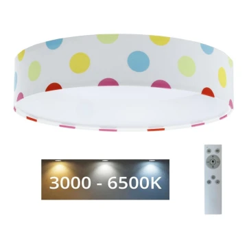 Dimmbare LED-Deckenleuchte SMART GALAXY KIDS LED/24W/230V 3000-6500K Punkte bunt + Fernbedienung