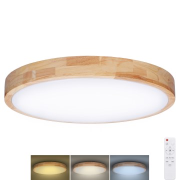 Dimmbare LED-Deckenleuchte SOLID OAK LED/48W/230V 3000-6500K Eiche d 39 cm + Fernbedienung