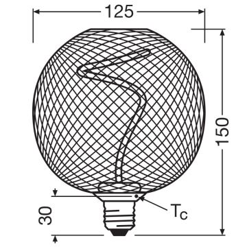 Dimmbare LED-Glühlampe DECOR FILAMENT G125 E27/3,5W/230V 1800K golden - Osram