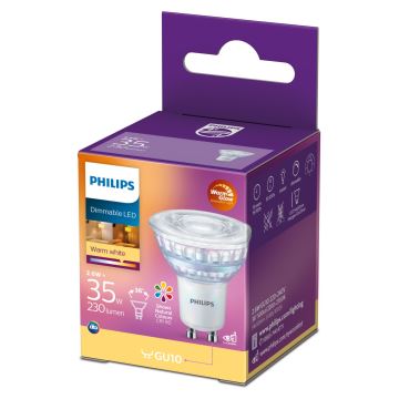 Dimmbare LED-Glühlampe Philips Warm Glow GU10/2,6W/230V 2200-2700K CRI 90