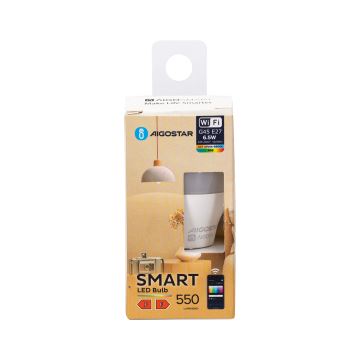 Dimmbare LED-RGBW-Glühlampe G45 E27/6,5W/230V 2700-6500K Wi-Fi - Aigostar