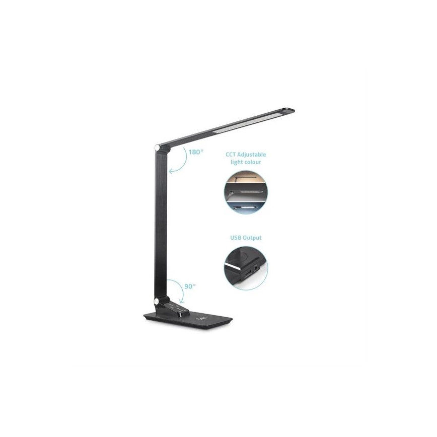 Dimmbare LED-Tischleuchte mit USB LED/7W/230V 3000K/4000K/5500K schwarz