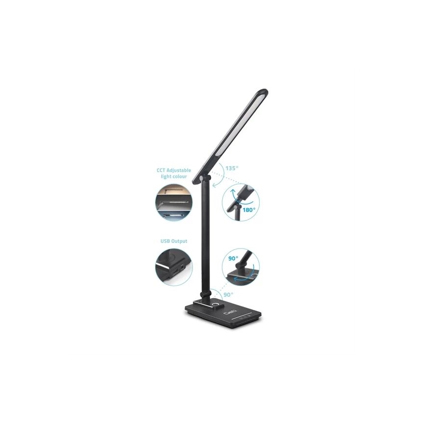 Dimmbare LED-Tischleuchte mit USB LED/9W/230V 3000K/4000K/5500K schwarz