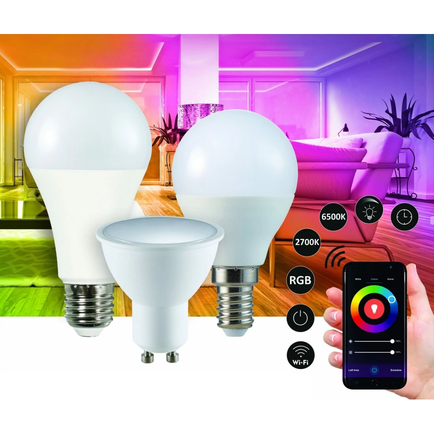 Dimmbare RGB-LED-Glühlampe G45 E14/5,5W/230V 3000-6500K Wi-fi Tuya